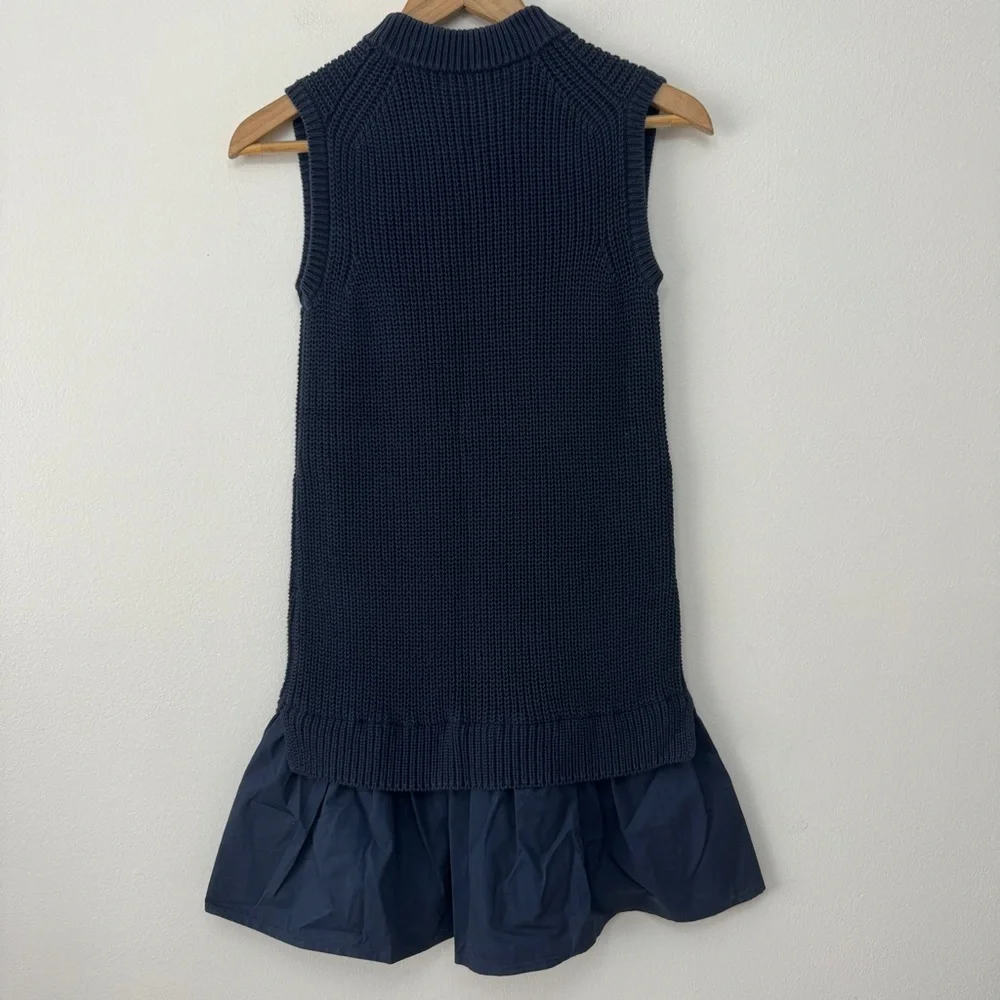 Crewcuts Navy Blue Knit Dress with Purple Flower Patch size 10 & 14